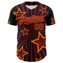 Load image into Gallery viewer, Custom Black Maroon-Bay Orange 3D Pattern Design Patriotic American Symbol Star Authentic Baseball Jersey
