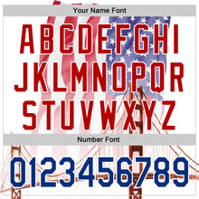 Load image into Gallery viewer, Custom White Royal-Red 3D Patriotic American Flag And Golden Gate Bridge Authentic Baseball Jersey
