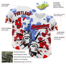 Load image into Gallery viewer, Custom White Fire Red-Black 3D Patriotic American Flag And Splatter Statue of Liberty Authentic Baseball Jersey

