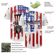 Load image into Gallery viewer, Custom White USA Flag Fire Red-Black 3D Patriotic Skull Authentic Baseball Jersey
