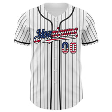 Load image into Gallery viewer, Custom White Gray Pinstripe USA Flag-Black 3D Patriotic American Symbol Statue of Liberty Authentic Baseball Jersey

