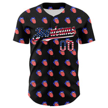 Load image into Gallery viewer, Custom Black USA Flag-White 3D Patriotic American Flag Authentic Baseball Jersey

