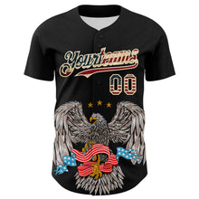 Load image into Gallery viewer, Custom Black Vintage USA Flag-Cream 3D Patriotic American Symbol Eagle Authentic Baseball Jersey
