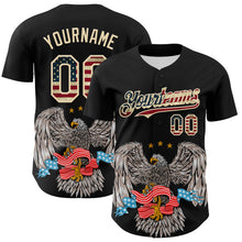 Load image into Gallery viewer, Custom Black Vintage USA Flag-Cream 3D Patriotic American Symbol Eagle Authentic Baseball Jersey
