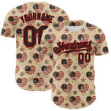 Load image into Gallery viewer, Custom City Cream Black-Red 3D Patriotic American Flag Authentic Baseball Jersey
