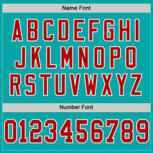 Load image into Gallery viewer, Custom Aqua Red-White Mesh Authentic Throwback Football Jersey
