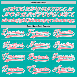 Custom Aqua Medium Pink-White Hockey Lace Neck Jersey
