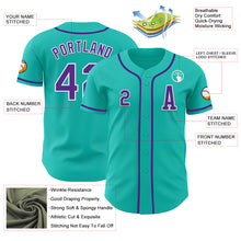 Load image into Gallery viewer, Custom Aqua Purple-White Authentic Baseball Jersey
