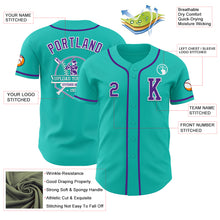 Load image into Gallery viewer, Custom Aqua Purple-White Authentic Baseball Jersey
