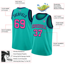 Load image into Gallery viewer, Custom Aqua Pink-Navy Authentic Basketball Jersey
