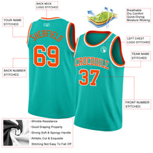 Load image into Gallery viewer, Custom Aqua Orange-White Authentic Basketball Jersey
