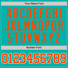 Load image into Gallery viewer, Custom Aqua Orange-White Authentic Basketball Jersey
