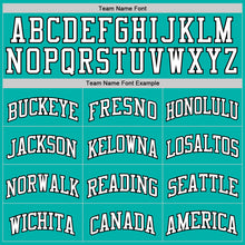 Load image into Gallery viewer, Custom Aqua White-Black Authentic Basketball Jersey
