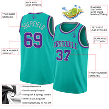 Load image into Gallery viewer, Custom Aqua Purple-Gray Authentic Basketball Jersey
