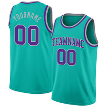 Load image into Gallery viewer, Custom Aqua Purple-Gray Authentic Basketball Jersey

