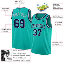 Load image into Gallery viewer, Custom Aqua Navy-Gray Authentic Basketball Jersey
