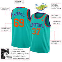 Load image into Gallery viewer, Custom Aqua Orange-Purple Authentic Basketball Jersey
