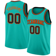 Load image into Gallery viewer, Custom Aqua Black-Orange Authentic Basketball Jersey
