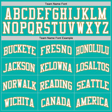 Load image into Gallery viewer, Custom Aqua White-Old Gold Authentic Basketball Jersey
