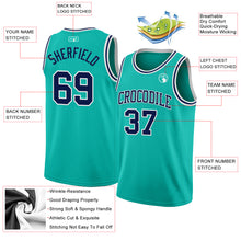 Load image into Gallery viewer, Custom Aqua Navy-White Authentic Basketball Jersey
