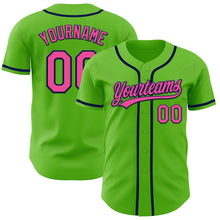 Load image into Gallery viewer, Custom Aurora Green Pink-Navy Authentic Baseball Jersey
