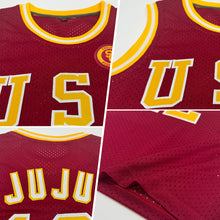 Load image into Gallery viewer, Custom Maroon Gold-White Authentic Throwback Basketball Jersey
