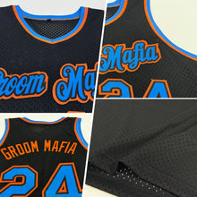 Load image into Gallery viewer, Custom Black Blue-Orange Authentic Throwback Basketball Jersey
