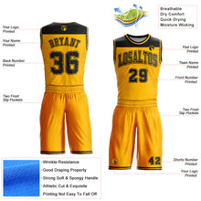 Load image into Gallery viewer, Custom Gold Black Color Block Round Neck Sublimation Basketball Suit Jersey
