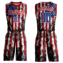 Load image into Gallery viewer, Custom White Royal-Red American Flag Fashion Round Neck Sublimation Basketball Suit Jersey
