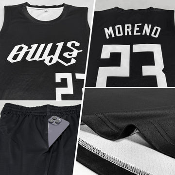 Custom Black White Round Neck Suit Basketball Jersey - Fcustom