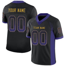 Load image into Gallery viewer, Custom Black Purple-Old Gold Drift Fashion Football Jersey
