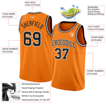 Custom Bay Orange Black-White Authentic Basketball Jersey
