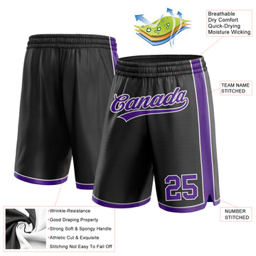 Custom Black Purple-White Authentic Basketball Shorts