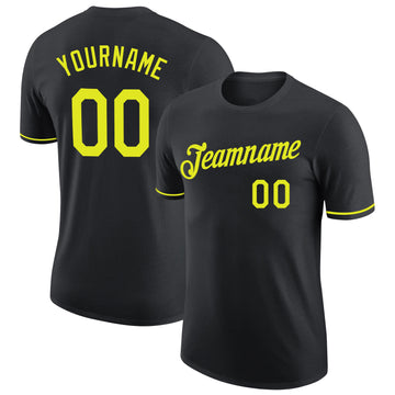 Custom Black Neon Yellow Performance T-Shirt