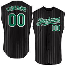 Load image into Gallery viewer, Custom Black White Pinstripe Kelly Green Authentic Sleeveless Baseball Jersey
