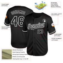 Load image into Gallery viewer, Custom Black White Mesh Authentic Throwback Baseball Jersey
