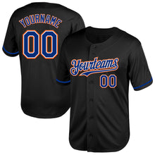 Load image into Gallery viewer, Custom Black Royal-Orange Mesh Authentic Throwback Baseball Jersey
