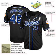 Load image into Gallery viewer, Custom Black Royal-White Mesh Authentic Throwback Baseball Jersey

