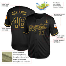 Load image into Gallery viewer, Custom Black Old Gold Mesh Authentic Throwback Baseball Jersey
