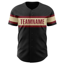 Load image into Gallery viewer, Custom Black Crimson-Cream Authentic Baseball Jersey
