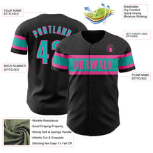 Load image into Gallery viewer, Custom Black Aqua-Pink Authentic Baseball Jersey
