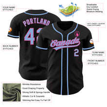 Load image into Gallery viewer, Custom Black Light Blue-Pink Authentic Baseball Jersey
