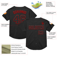 Load image into Gallery viewer, Custom Black Red Mesh Authentic Throwback Baseball Jersey
