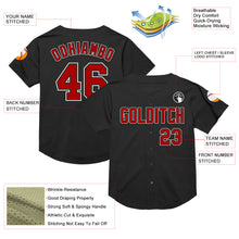 Load image into Gallery viewer, Custom Black Red-White Mesh Authentic Throwback Baseball Jersey

