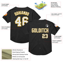Load image into Gallery viewer, Custom Black White-Gold Mesh Authentic Throwback Baseball Jersey
