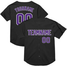 Load image into Gallery viewer, Custom Black Purple-White Mesh Authentic Throwback Baseball Jersey
