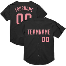 Load image into Gallery viewer, Custom Black Medium Pink Mesh Authentic Throwback Baseball Jersey
