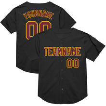 Load image into Gallery viewer, Custom Black Burgundy-Gold Mesh Authentic Throwback Baseball Jersey
