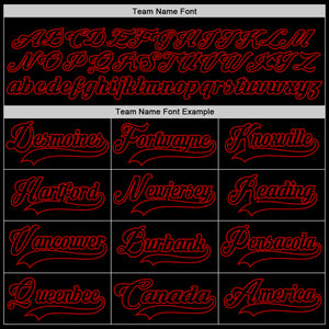 Custom Black Red Hockey Lace Neck Jersey