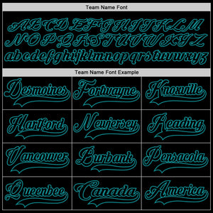 Custom Black Teal Hockey Lace Neck Jersey